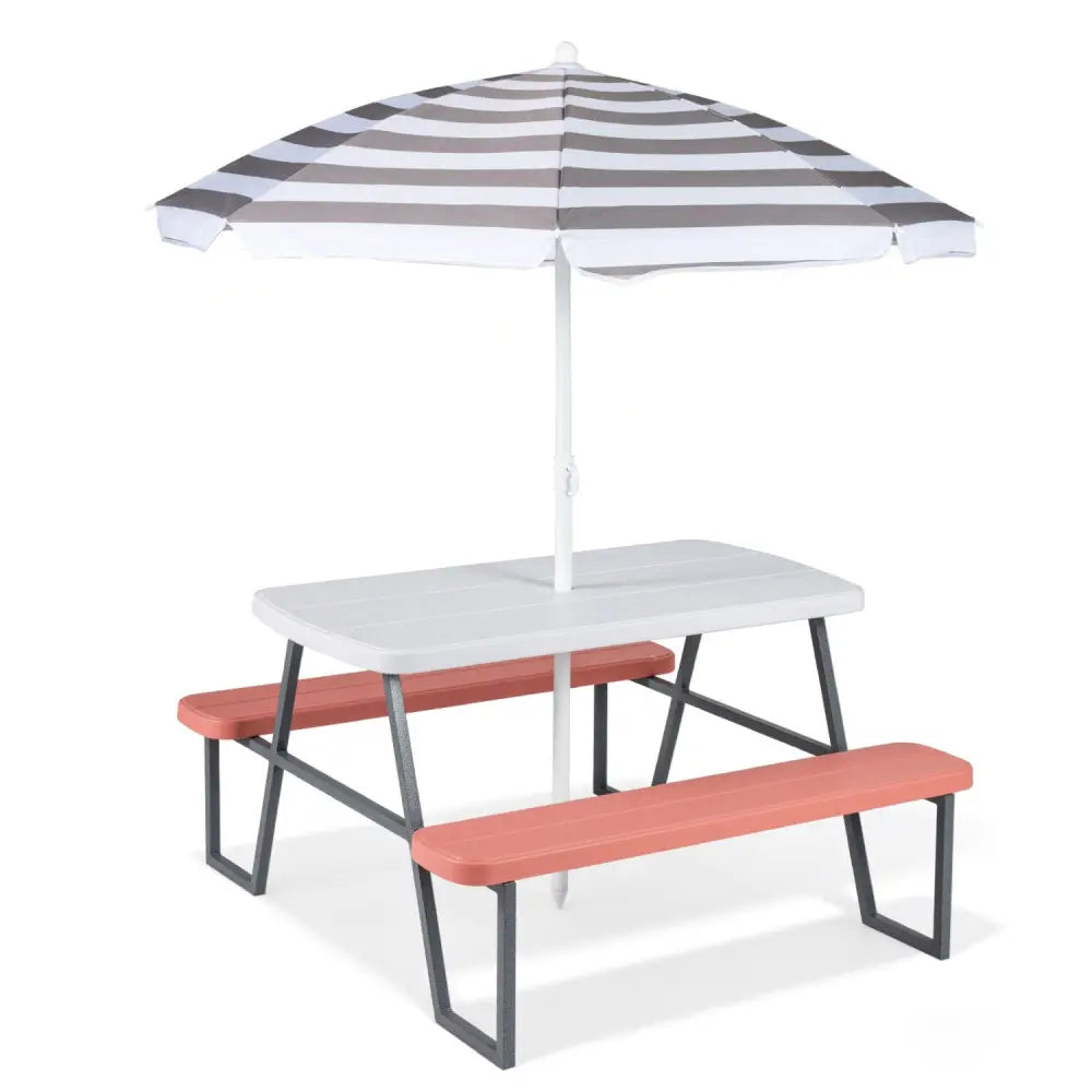 Kids Picnic Table with Benches Seats up to 4-Pink - Pink - Kids Table & Chair Sets