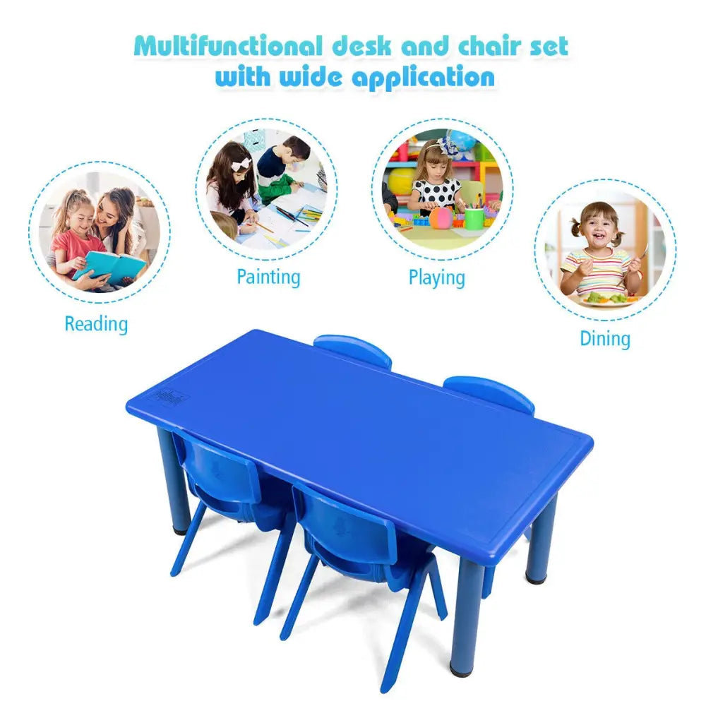 Kids Plastic Rectangular Learn and Play Table-Blue - Blue - Kids Table & Chair Sets