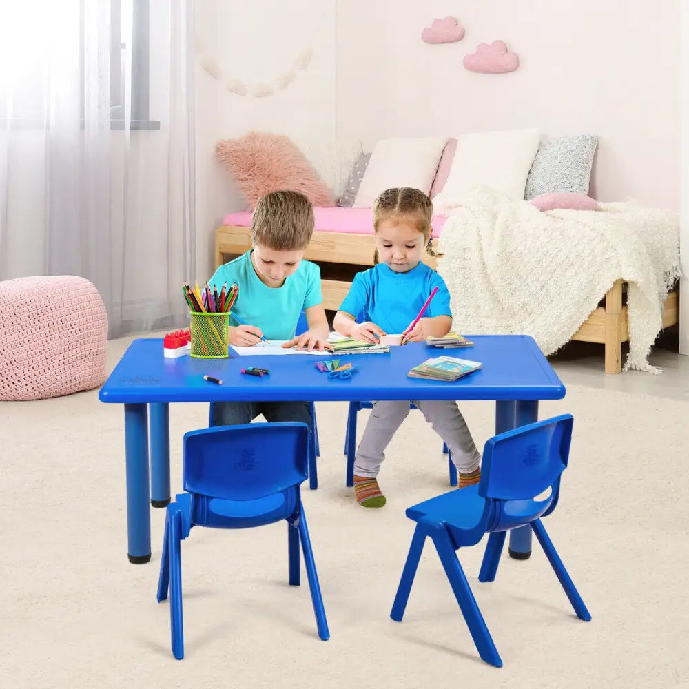 Kids Plastic Rectangular Learn and Play Table-Blue - Blue - Kids Table & Chair Sets