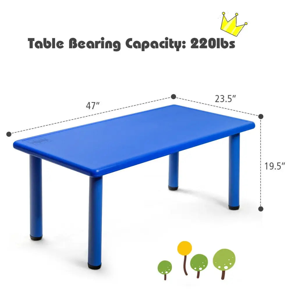 Kids Plastic Rectangular Learn and Play Table-Blue - Blue - Kids Table & Chair Sets