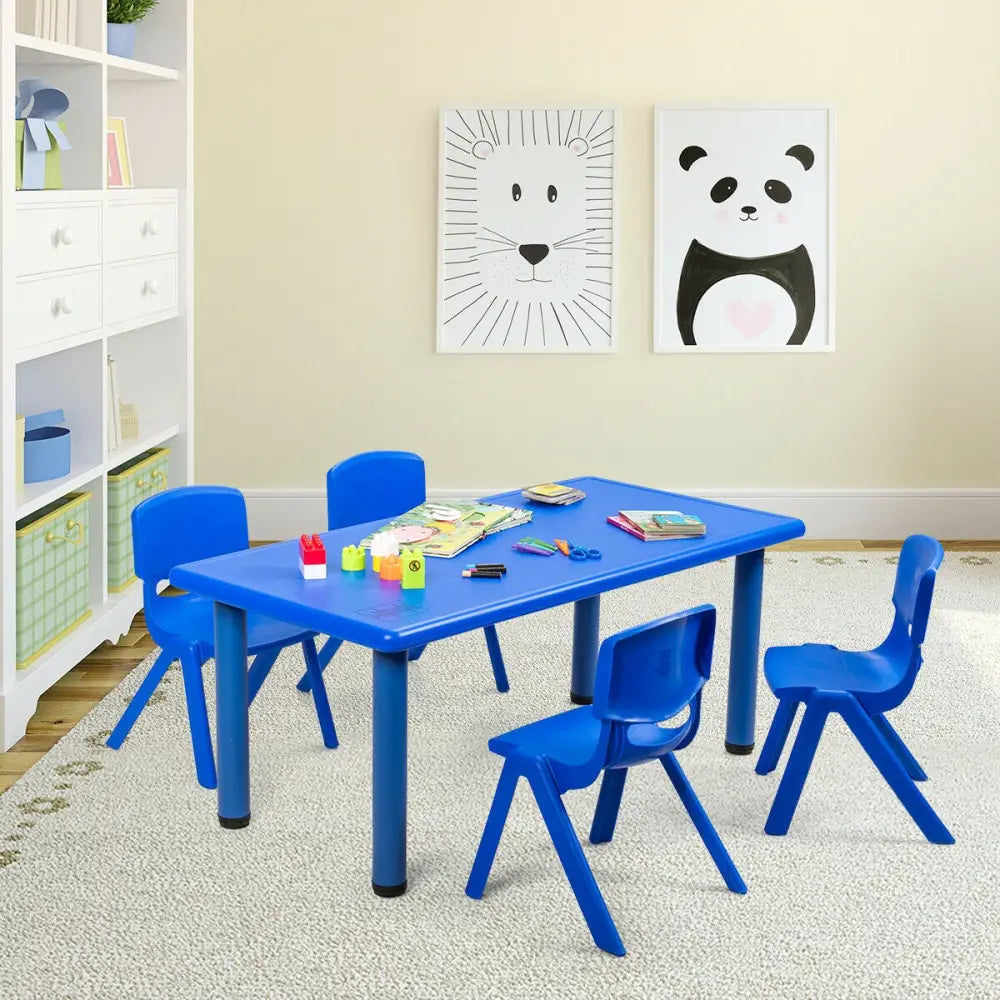 Kids Plastic Rectangular Learn and Play Table-Blue - Blue - Kids Table & Chair Sets