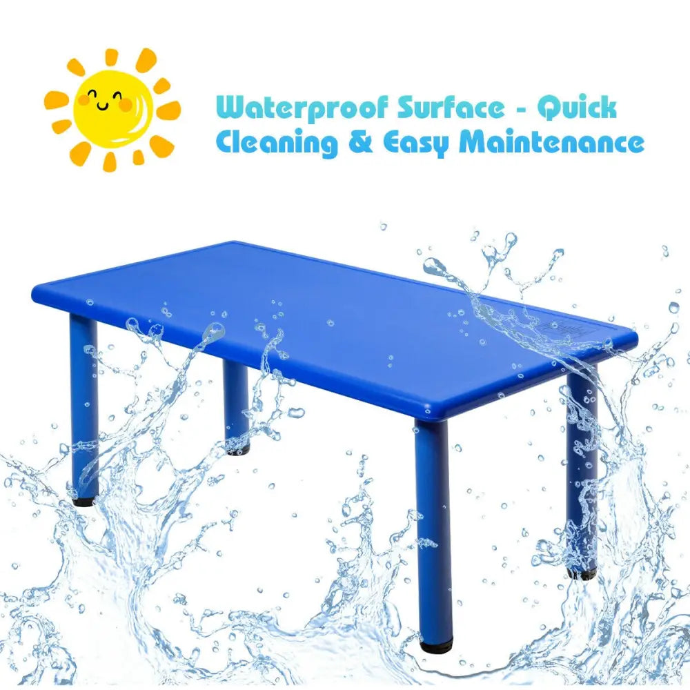Kids Plastic Rectangular Learn and Play Table-Blue - Blue - Kids Table & Chair Sets