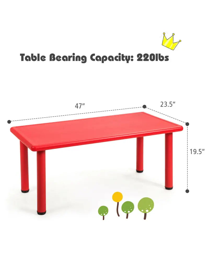 Kids Plastic Rectangular Learn and Play Table-Red - Red - Kids Table & Chair Sets