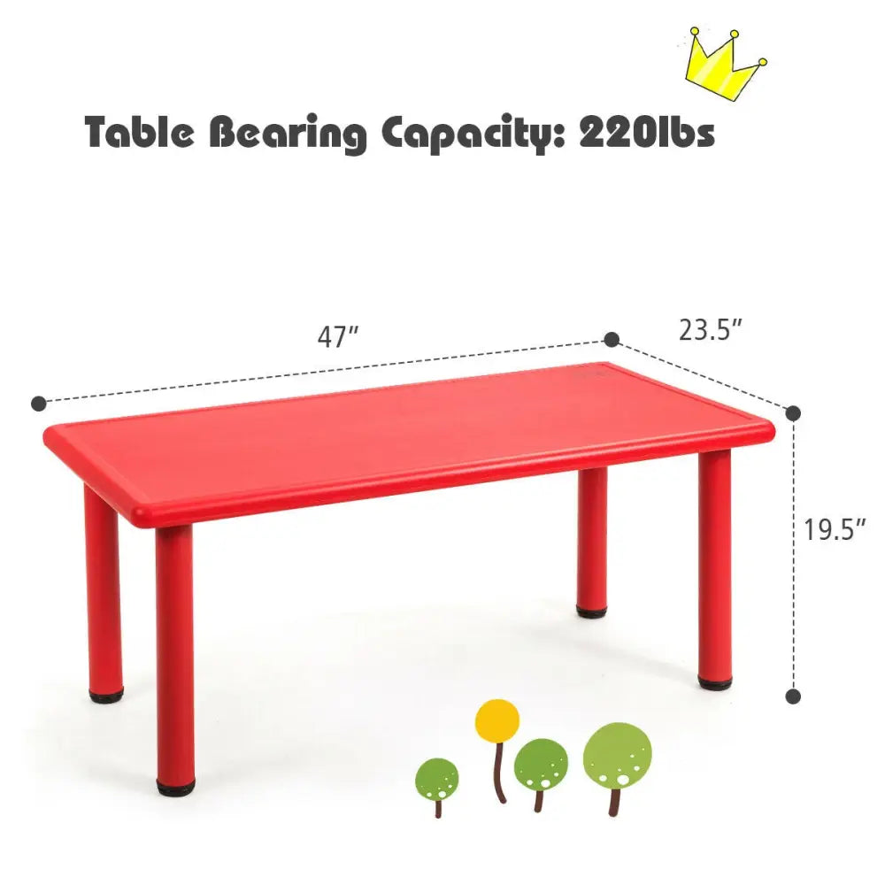 Kids Plastic Rectangular Learn and Play Table-Red - Red - Kids Table & Chair Sets