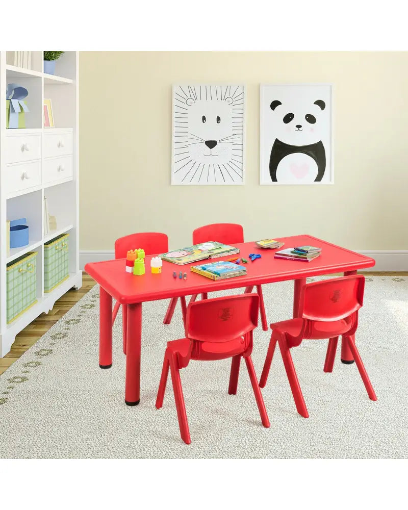 Kids Plastic Rectangular Learn and Play Table-Red - Red - Kids Table & Chair Sets