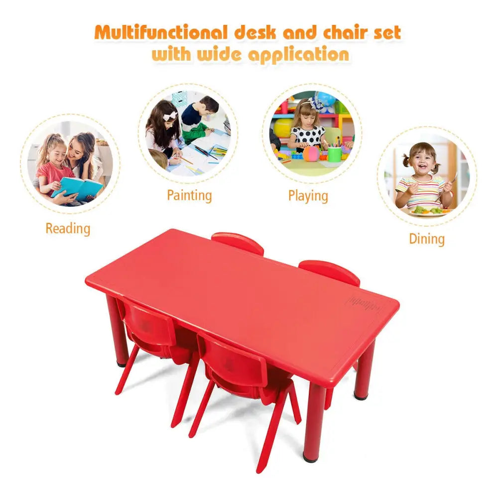 Kids Plastic Rectangular Learn and Play Table-Red - Red - Kids Table & Chair Sets