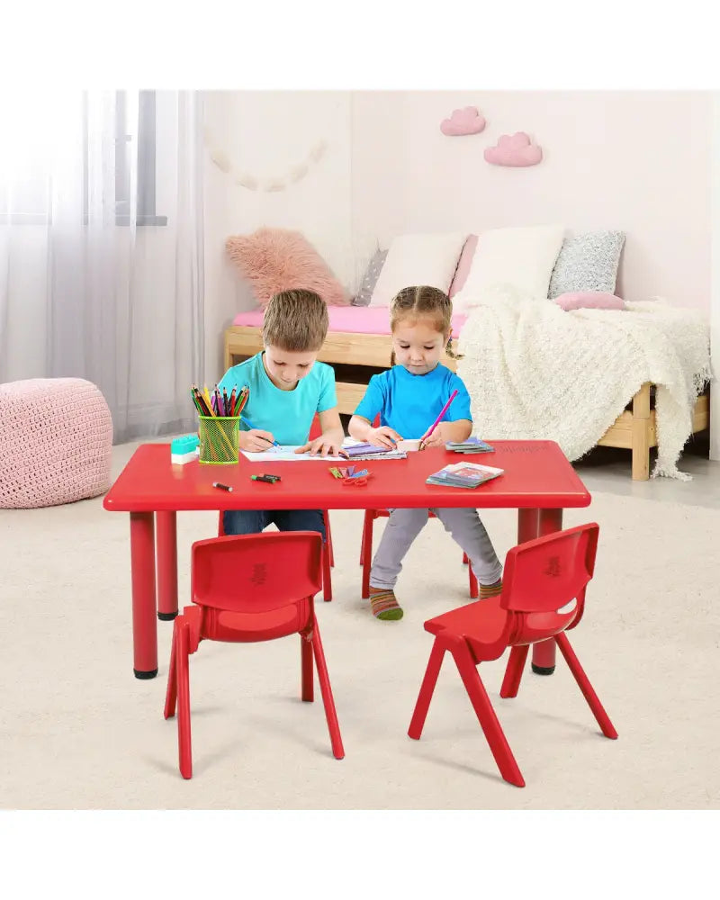 Kids Plastic Rectangular Learn and Play Table-Red - Red - Kids Table & Chair Sets