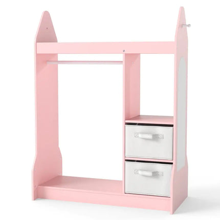 Kids Play Armoire Dresser with Cloth Hanger-Pink - Pink - Kids Storage