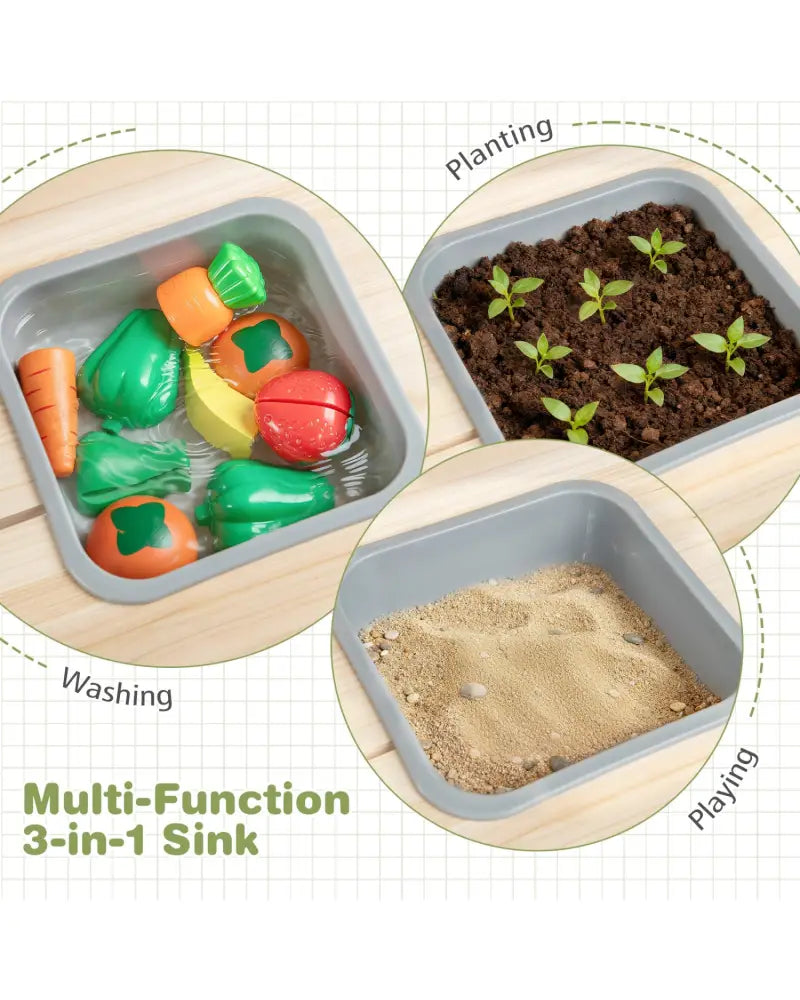 Kids Play Kitchen Set Wooden Kitchen Playset with Stoves for Boys Girls 3+-Natural - Natural - Play Kitchen Sets