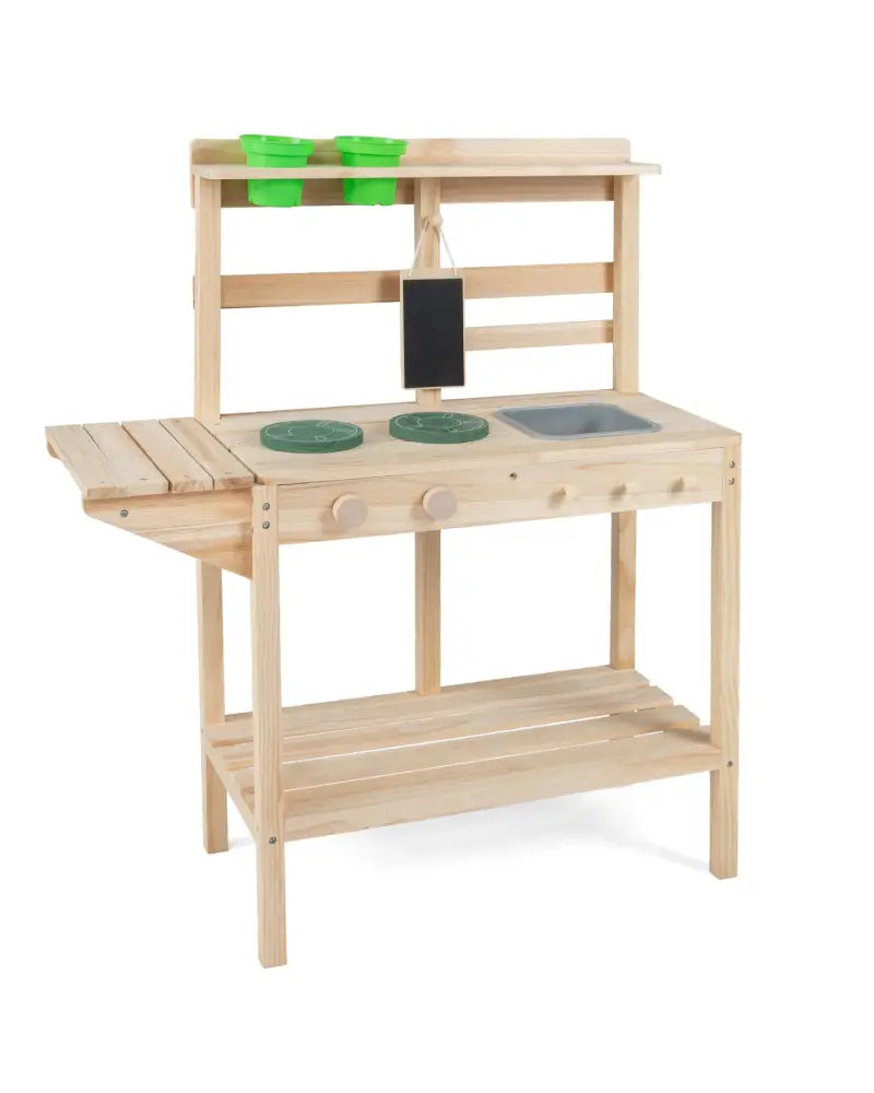 Kids Play Kitchen Set Wooden Kitchen Playset with Stoves for Boys Girls 3+-Natural - Natural - Play Kitchen Sets