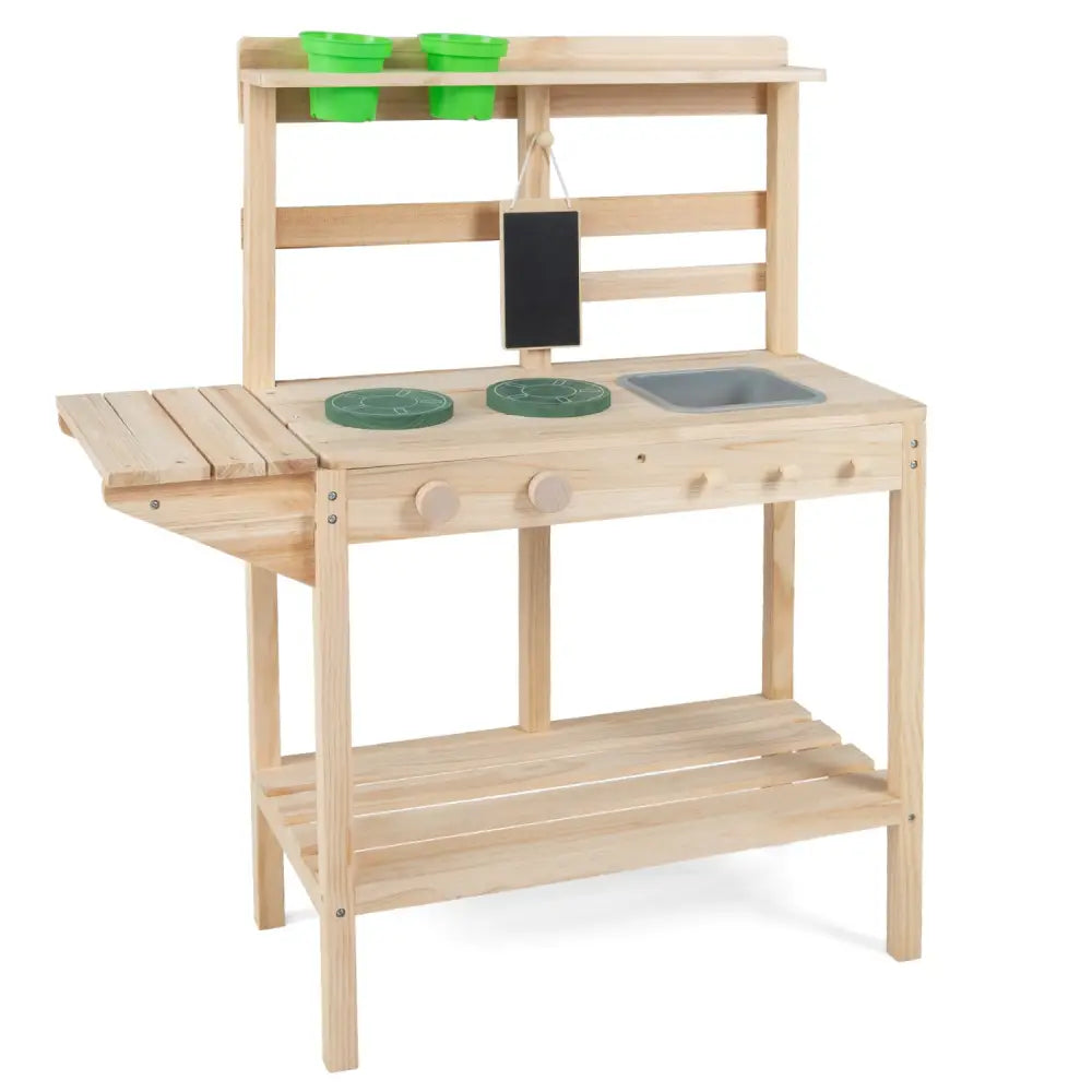 Kids Play Kitchen Set Wooden Kitchen Playset with Stoves for Boys Girls 3+-Natural - Natural - Play Kitchen Sets
