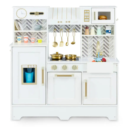 Kids Play Kitchen with Stoves and Faucet for Girls Boys Aged 3 - 6 - White - Oasis Home Essentials