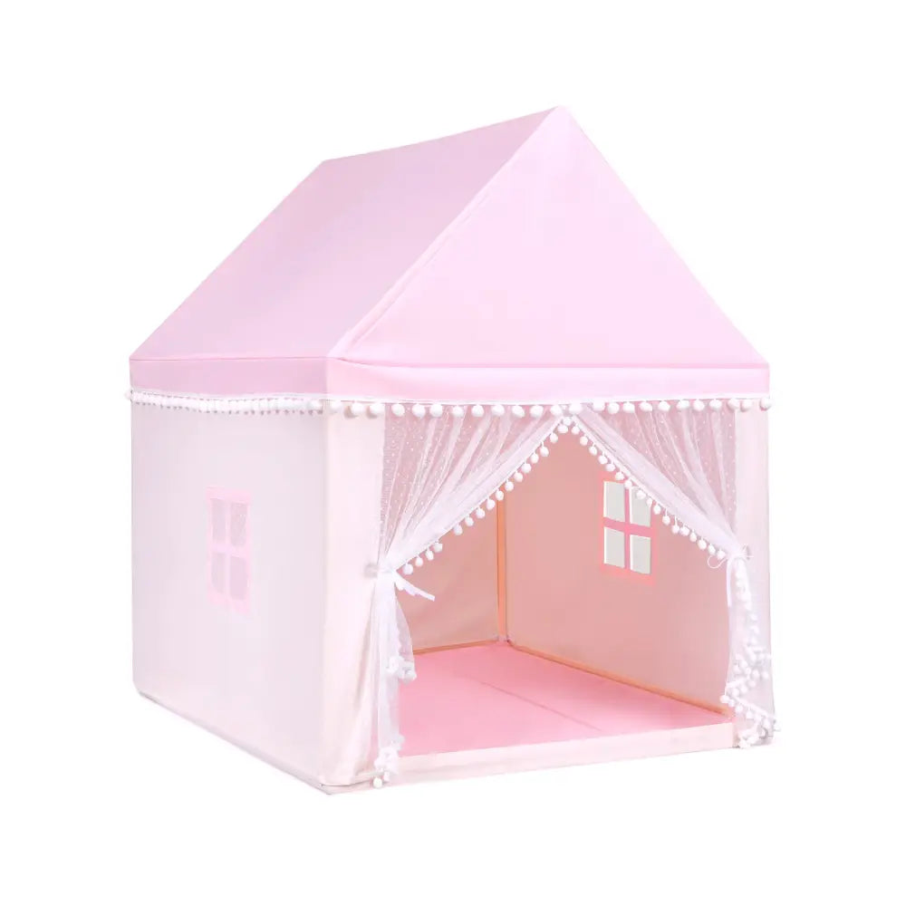 Kids Play Tent Large Playhouse Children Play Castle Fairy Tent Gift with Mat-Pink - Pink - Play Tents & Playhouse