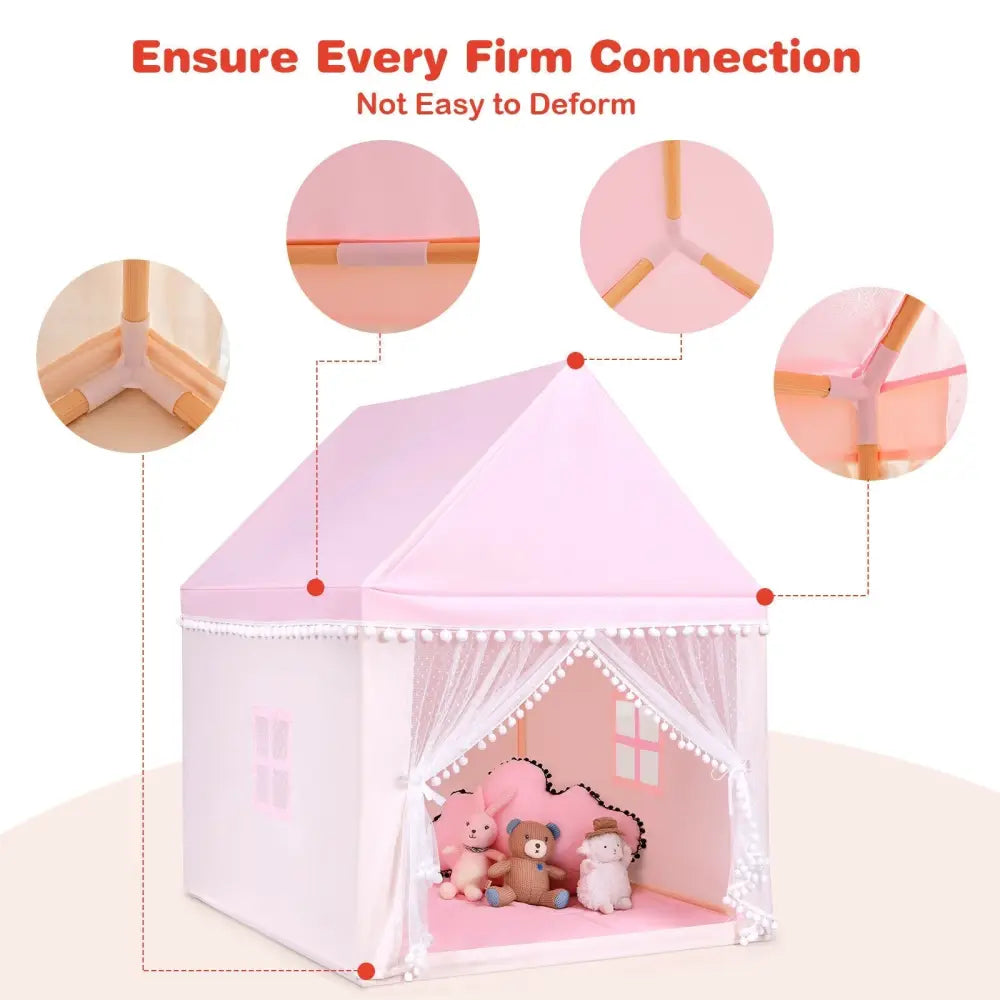 Kids Play Tent Large Playhouse Children Play Castle Fairy Tent Gift with Mat-Pink - Pink - Play Tents & Playhouse
