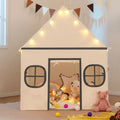 Kids Play Tent Large Playhouse with Door Curtain and Windows Star Lights-Beige - Beige - Play Tents & Playhouse