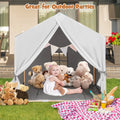 Kid’s Play Tent with Washable Cotton Mat and Flag Banner-Gray - Gray - Play Tents & Playhouse