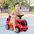Kids Push Ride On Fire Truck with Ladder Bubble Maker and Headlights-Red - Red - Push & Pedal Ride On Toys
