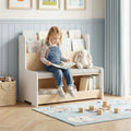 Kids Reading Nook with Bench Bookshelf and 2 Cubbies-White - White - Kids Storage
