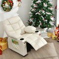 Kids Recliner Chair with Cup Holder and Footrest for Children-Beige - Beige - Kids Chairs & Seating