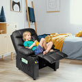 Kids Recliner Chair with Cup Holder and Footrest for Children-Black - Black - Kids Chairs & Seating