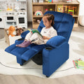 Kids Recliner Chair with Cup Holder and Footrest for Children-Light Blue - Light Blue - Kids Chairs & Seating