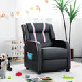 Kids Recliner Chair with Side Pockets and Footrest-Pink - Pink - Kids Chairs & Seating