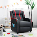 Kids Recliner Chair with Side Pockets and Footrest-Red - Red - Kids Chairs & Seating