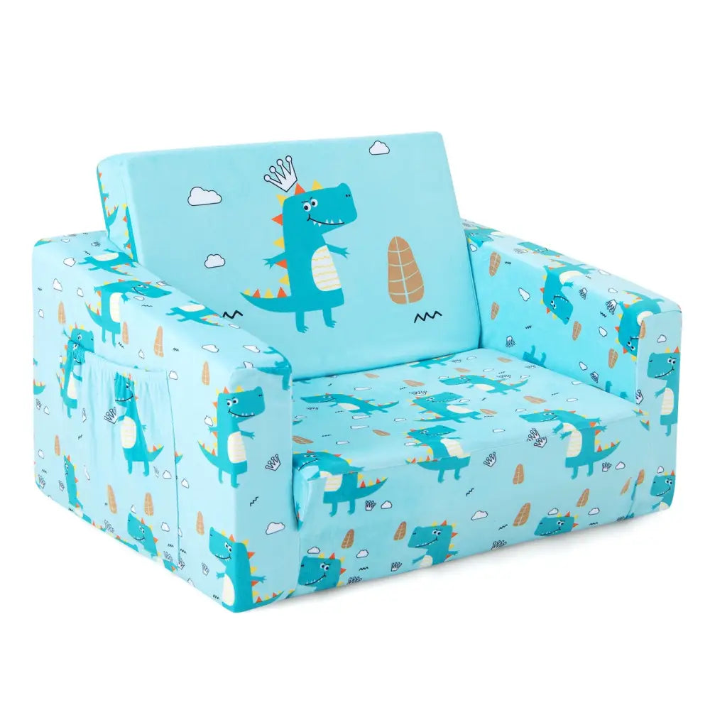 Kids Recliner Sofa Converts to Sleeper Bed for Boys Girls-Blue - Blue - Kids Chairs & Seating