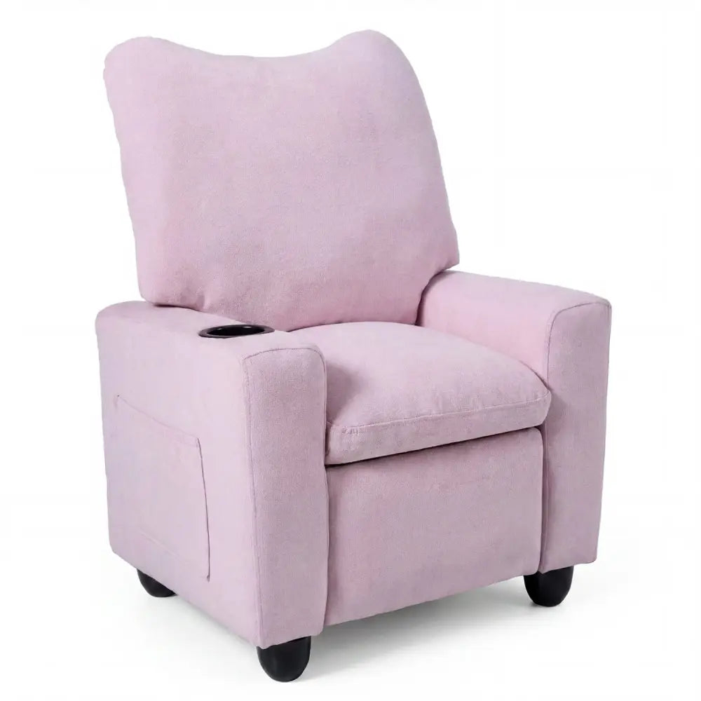 Kids Recliner Toddler Single Sofa with Adjustable Footrest and Cup Holder-Pink - Pink - Kids Chairs & Seating