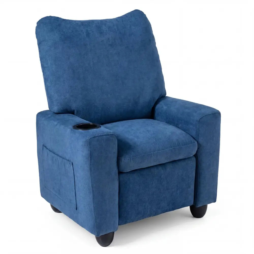Kids Recliner Toddler Single Sofa with Adjustable Footrest and Cup Holder-Navy - Navy - Kids Chairs & Seating