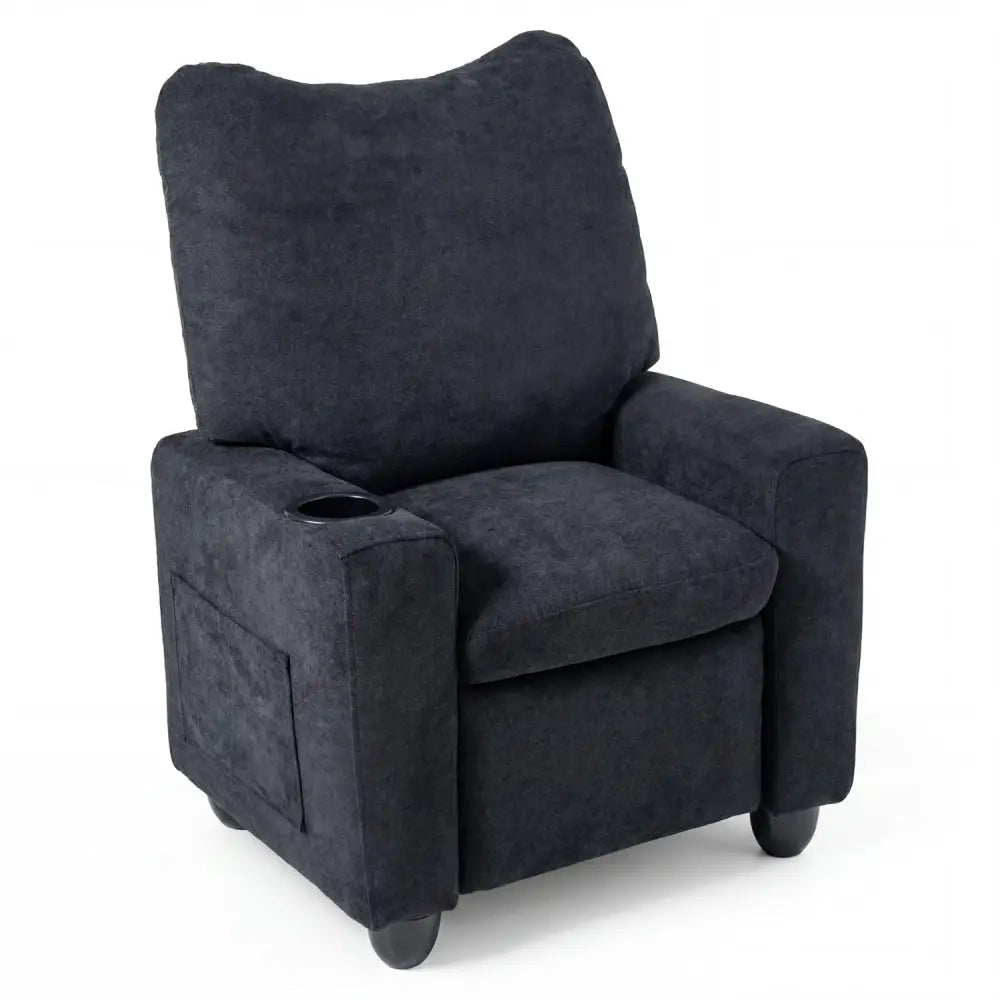 Kids Recliner Toddler Single Sofa with Adjustable Footrest and Cup Holder-Black - Black - Kids Chairs & Seating