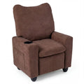 Kids Recliner Toddler Single Sofa with Adjustable Footrest and Cup Holder-Brown - Brown - Kids Chairs & Seating