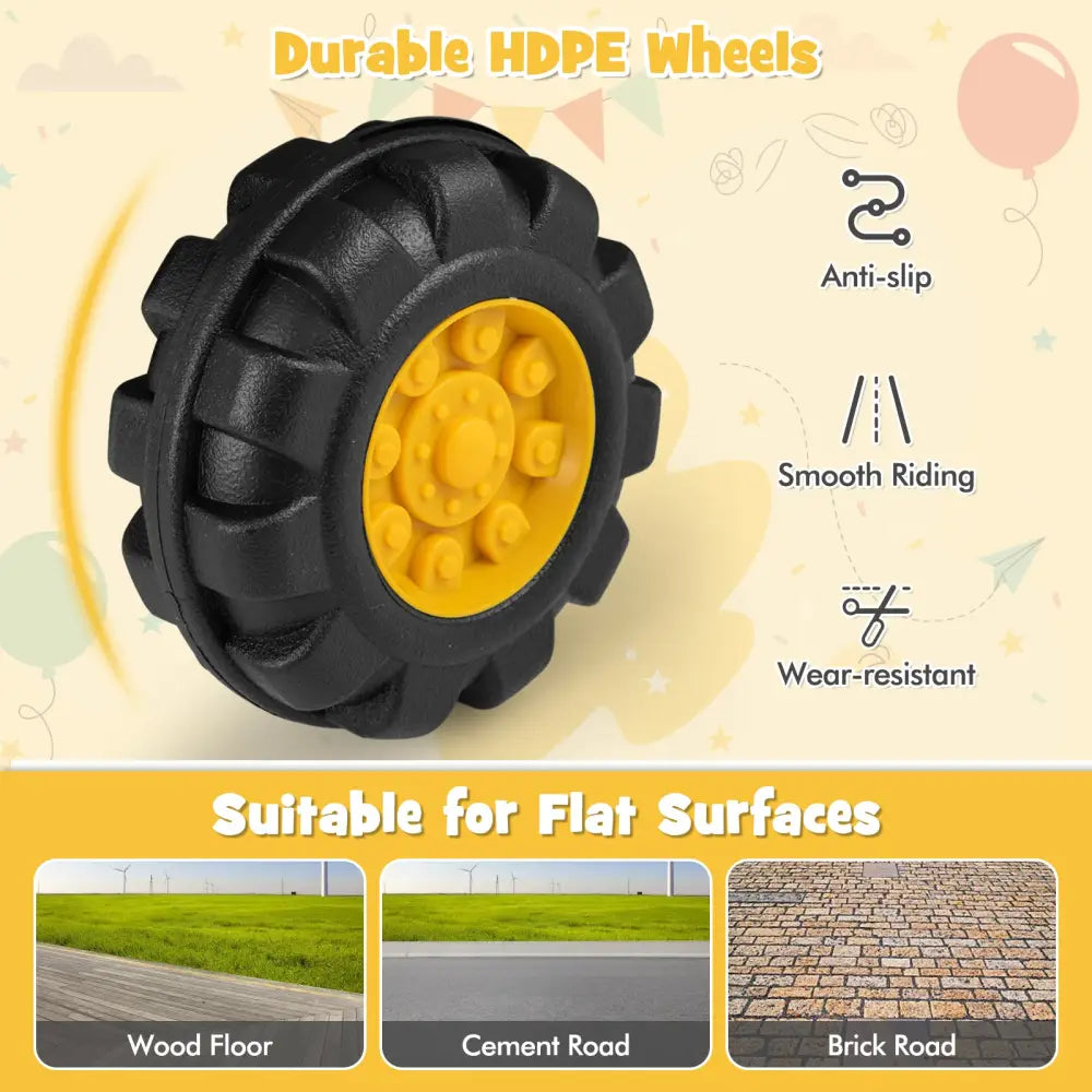 Kids Ride On Bulldozer Toy Play Truck with Adjustable Bucket Aged 3+ Years Old - Yellow - Push & Pedal Ride On Toys