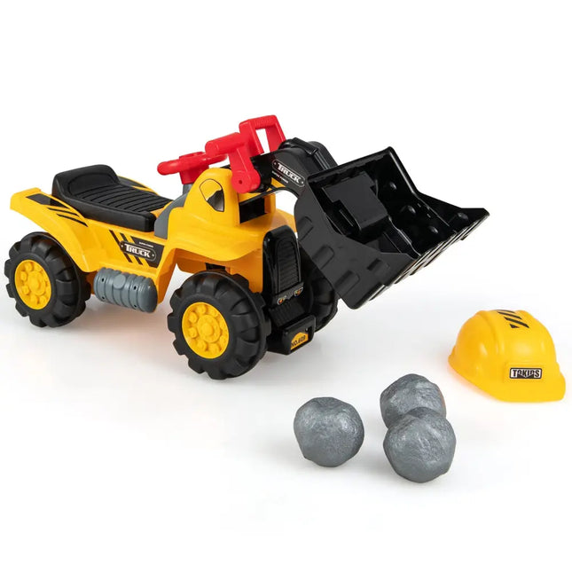 Kids Ride On Bulldozer Toy Play Truck with Adjustable Bucket Aged 3+ Years Old - Yellow - Push & Pedal Ride On Toys