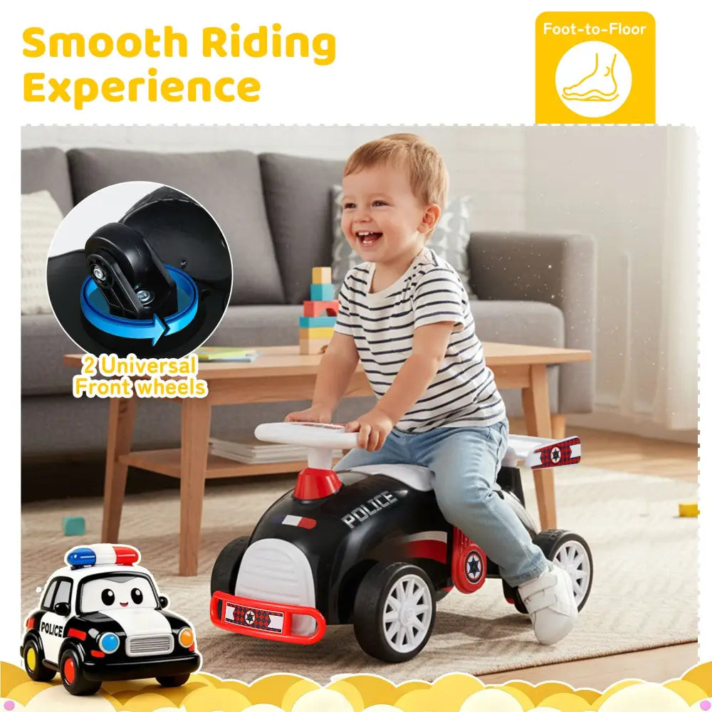 Kids Ride On Car Sliding Toy with Music and Under-Seat Storage-Black & Red - Black & Red - Push & Pedal Ride On Toys