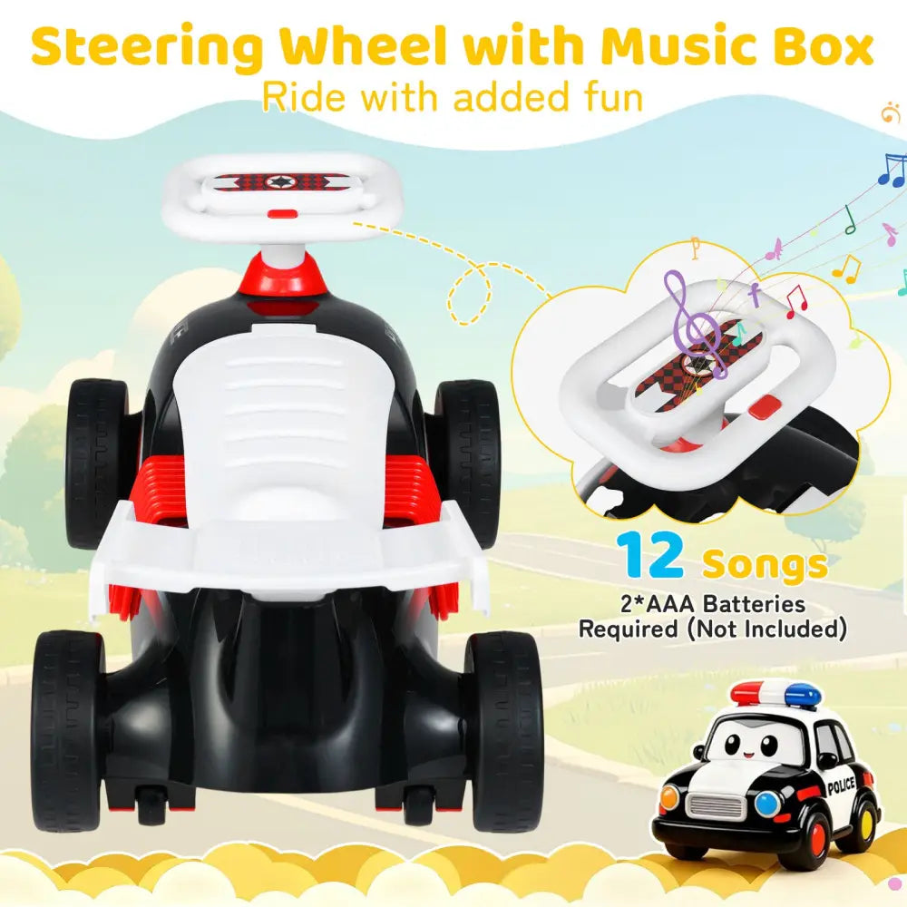 Kids Ride On Car Sliding Toy with Music and Under-Seat Storage-Black & Red - Black & Red - Push & Pedal Ride On Toys