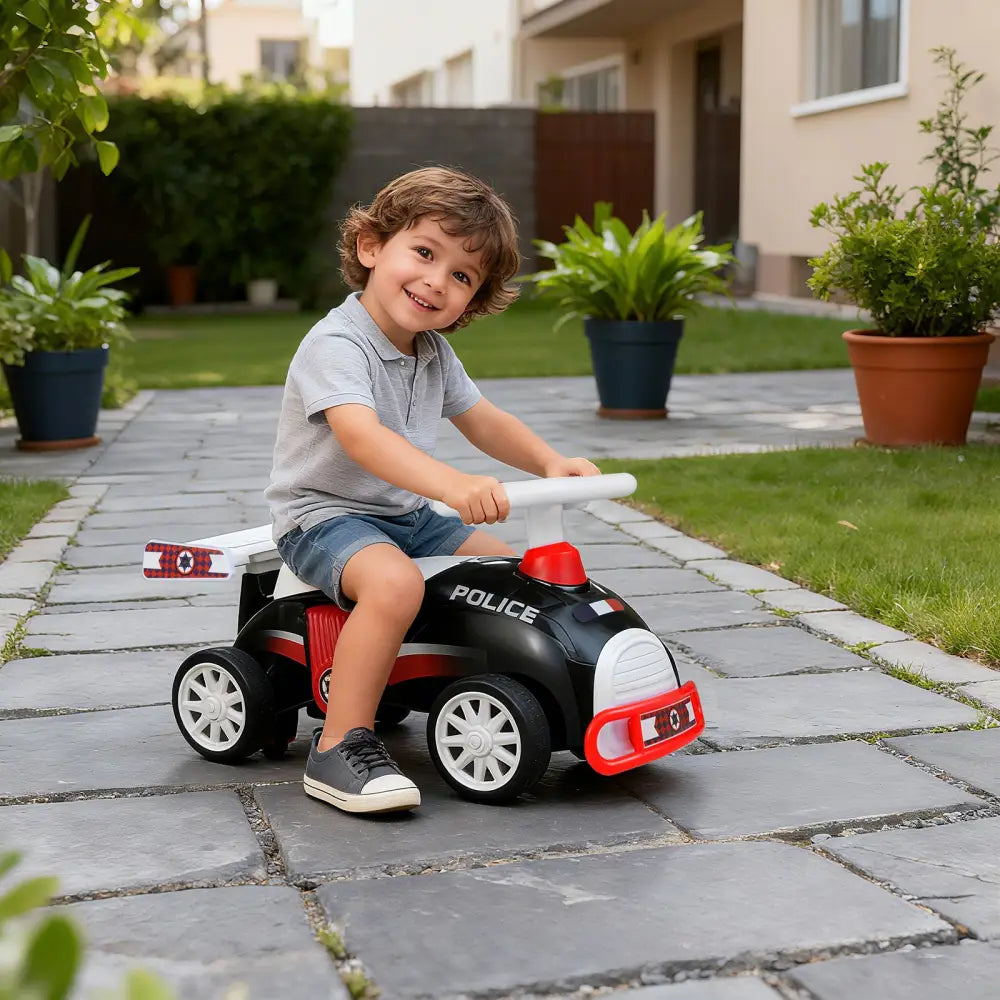 Kids Ride On Car Sliding Toy with Music and Under-Seat Storage-Black & Red - Black & Red - Push & Pedal Ride On Toys