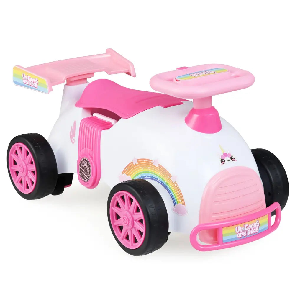 Kids Ride On Car Sliding Toy with Music and Under-Seat Storage-Pink - Pink - Push & Pedal Ride On Toys