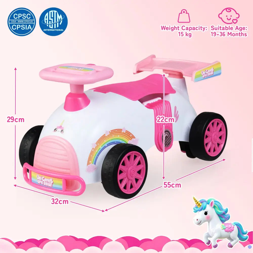 Kids Ride On Car Sliding Toy with Music and Under-Seat Storage-Pink - Pink - Push & Pedal Ride On Toys