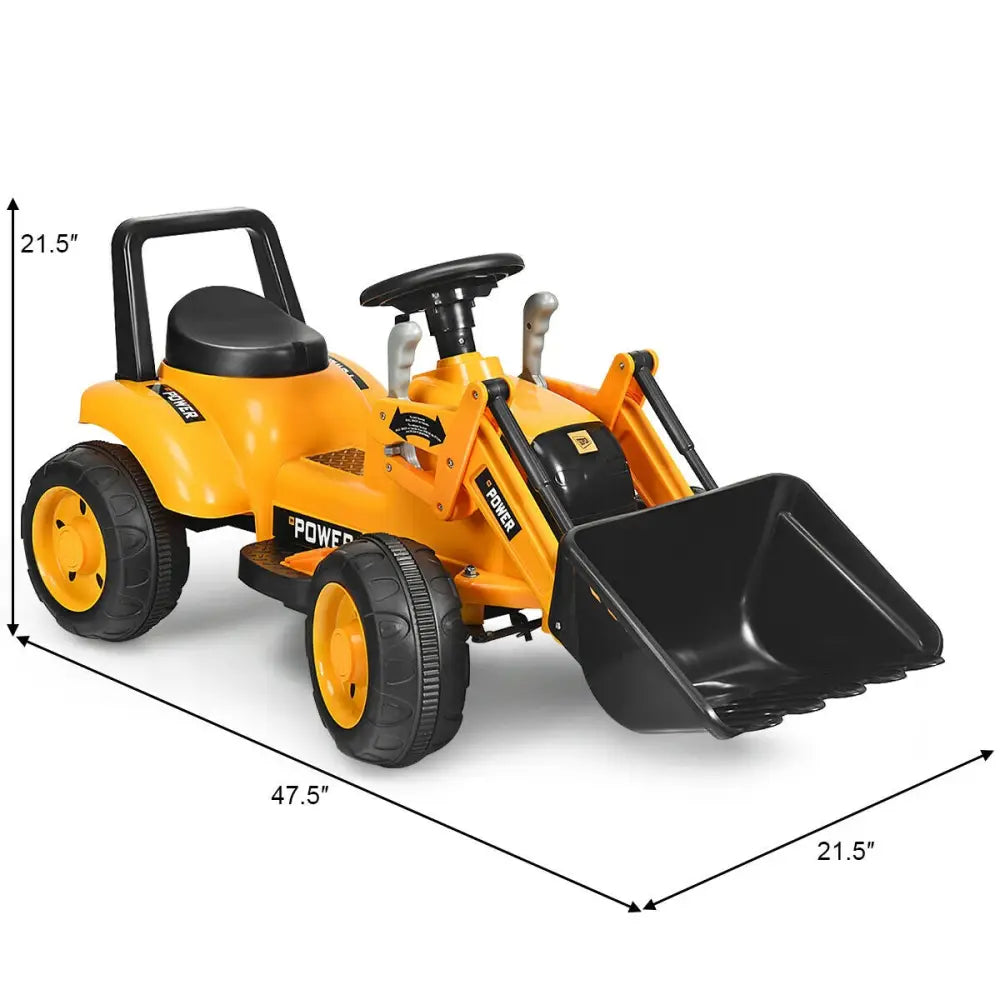 Kids Ride On Excavator Digger 6V Battery Powered Tractor -Yellow - Yellow - Powered Ride On Toys