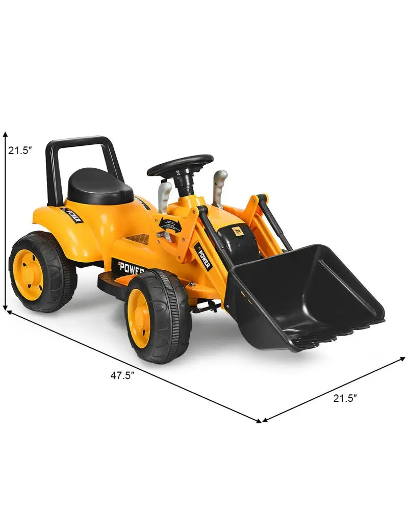 Kids Ride On Excavator Digger 6V Battery Powered Tractor -Yellow - Yellow - Powered Ride On Toys