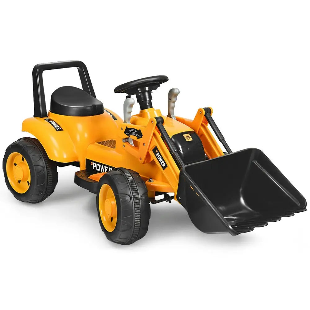 Kids Ride On Excavator Digger 6V Battery Powered Tractor -Yellow - Yellow - Powered Ride On Toys