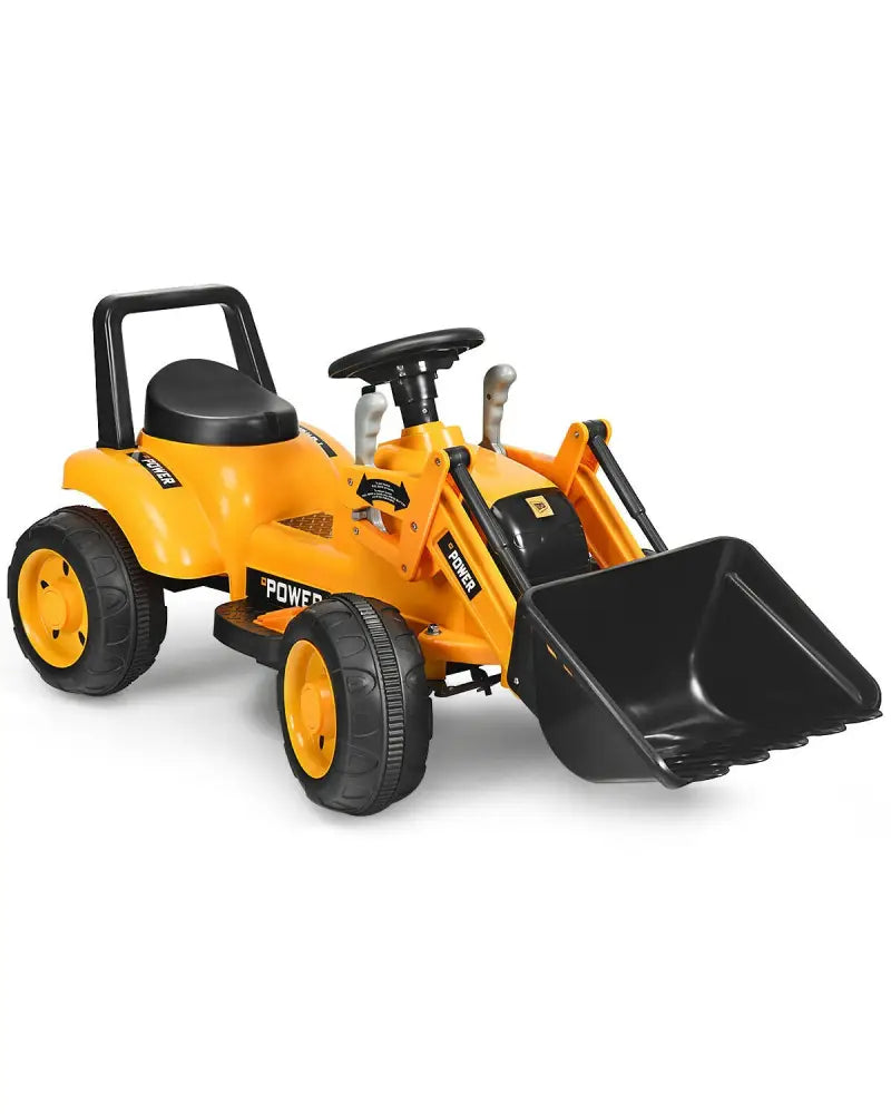 Kids Ride On Excavator Digger 6V Battery Powered Tractor -Yellow - Yellow - Powered Ride On Toys