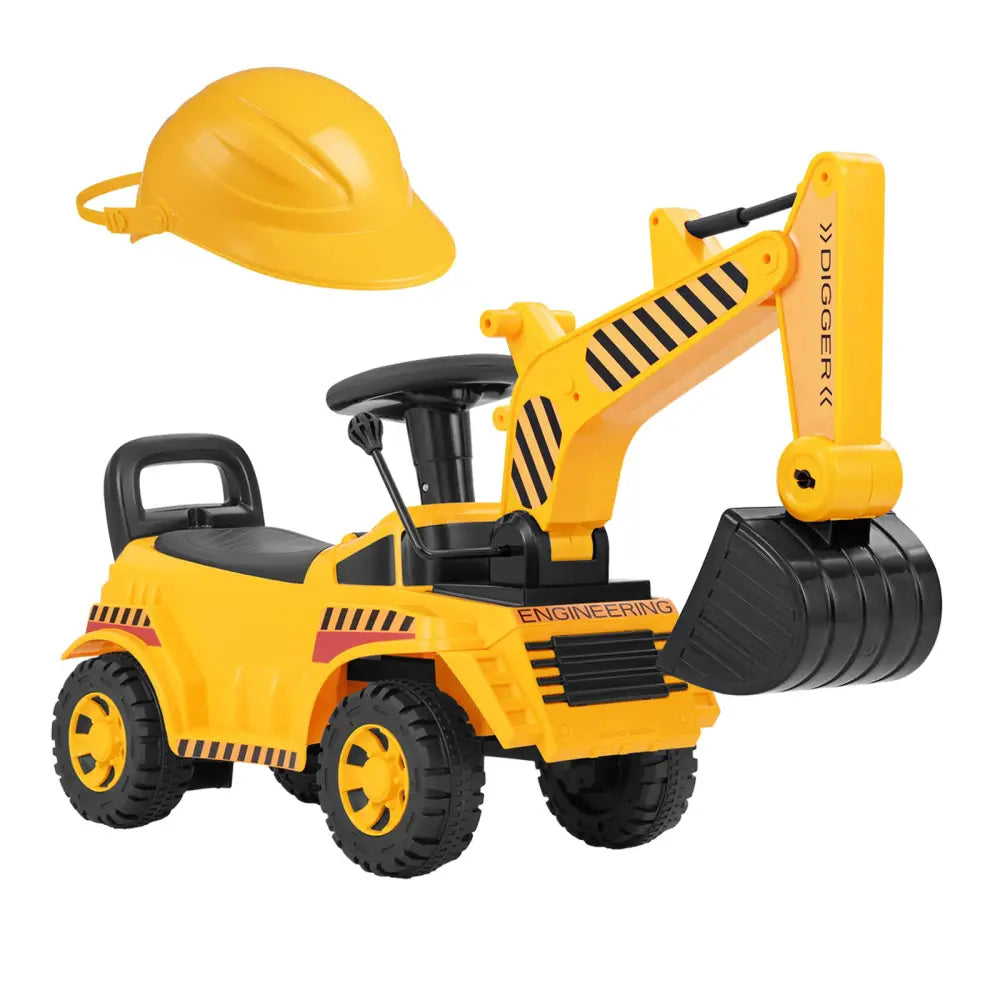 Kids Ride on Excavator with Adjustable Shovel-Yellow - Yellow - Push & Pedal Ride On Toys