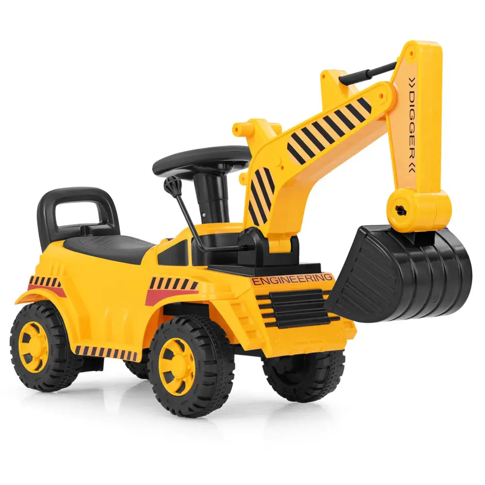 Kids Ride on Excavator with Adjustable Shovel-Yellow - Yellow - Push & Pedal Ride On Toys