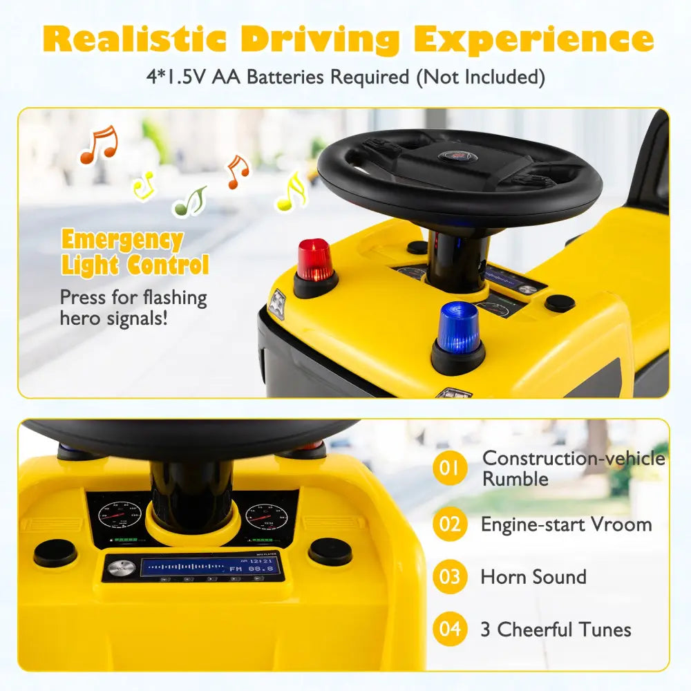 Kids Ride On Push Car Licensed SCANIA Truck Toy with Steering Wheel and Music-Yellow - Yellow - Push & Pedal Ride