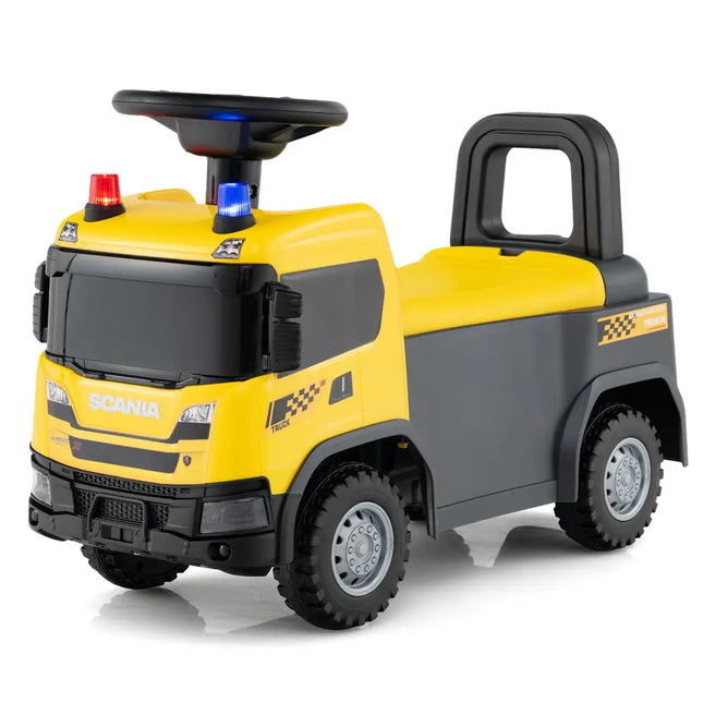 Kids Ride On Push Car Licensed SCANIA Truck Toy with Steering Wheel and Music-Yellow - Yellow - Push & Pedal Ride