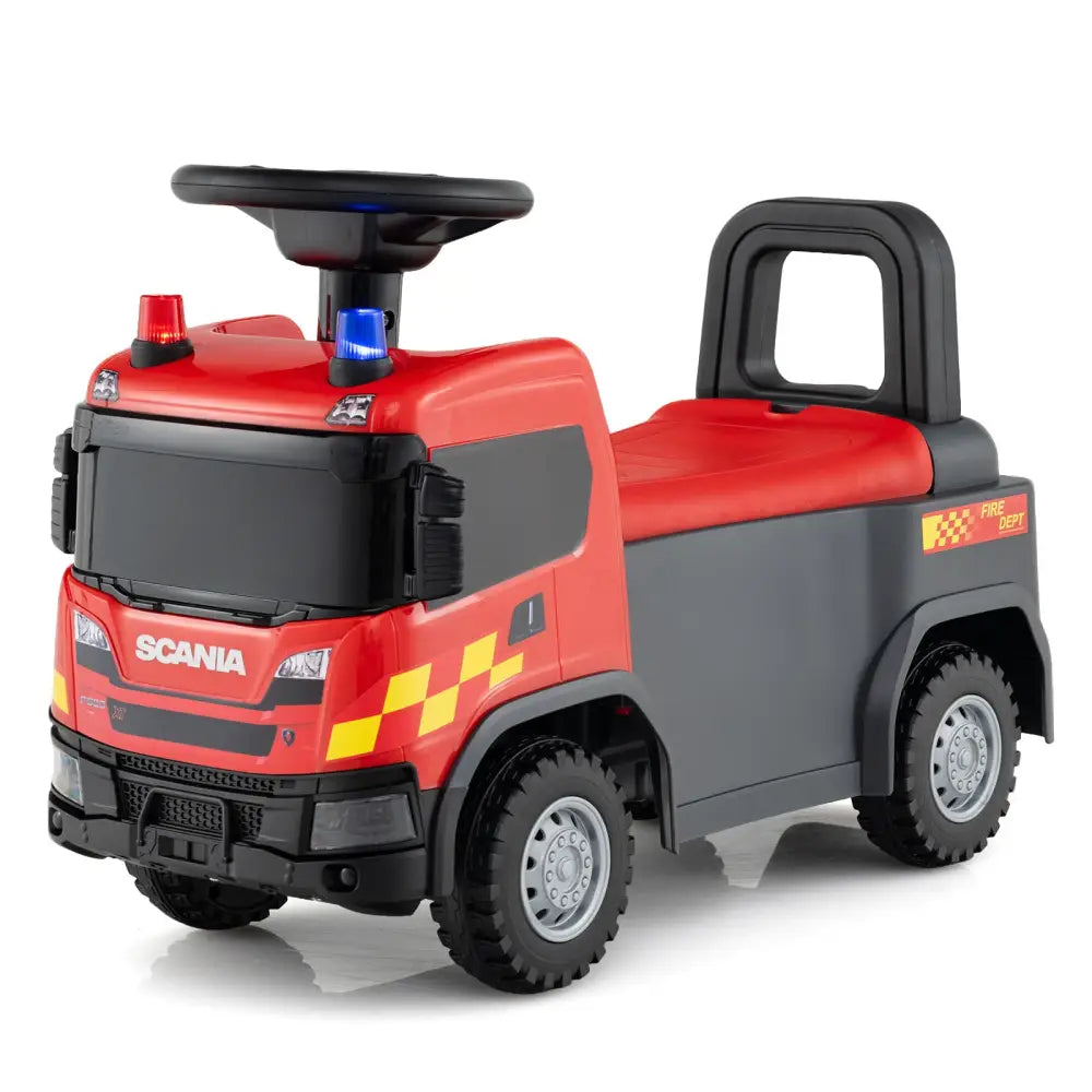 Kids Ride On Push Car Licensed SCANIA Truck Toy with Steering Wheel and Music-Red - Red - Push & Pedal Ride On Toys
