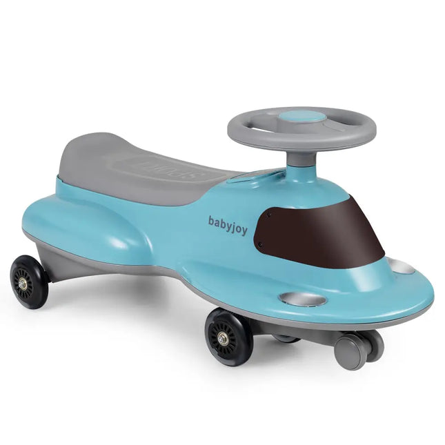 Kids Ride On Toy with Under-seat Storage and LED Flashing Wheels-Blue - Blue - Push & Pedal Ride On Toys