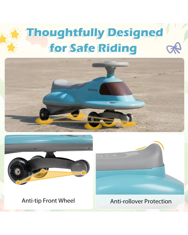 Kids Ride On Toy with Under-seat Storage and LED Flashing Wheels-Blue - Blue - Push & Pedal Ride On Toys